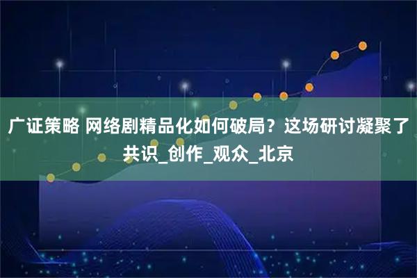 广证策略 网络剧精品化如何破局?这场研讨凝聚了共识_创作_观众_北京