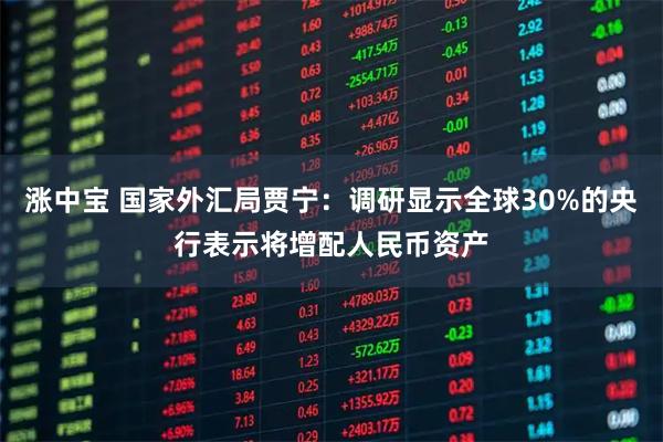 涨中宝 国家外汇局贾宁：调研显示全球30%的央行表示将增配人民币资产